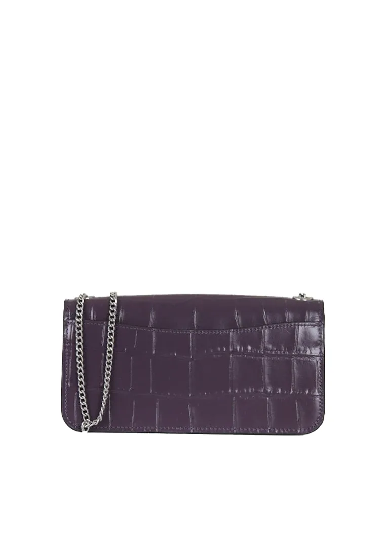 ( AS IS ) Coach Morgan Crossbody Bag Crocodile Embossed In Amethyst CN380