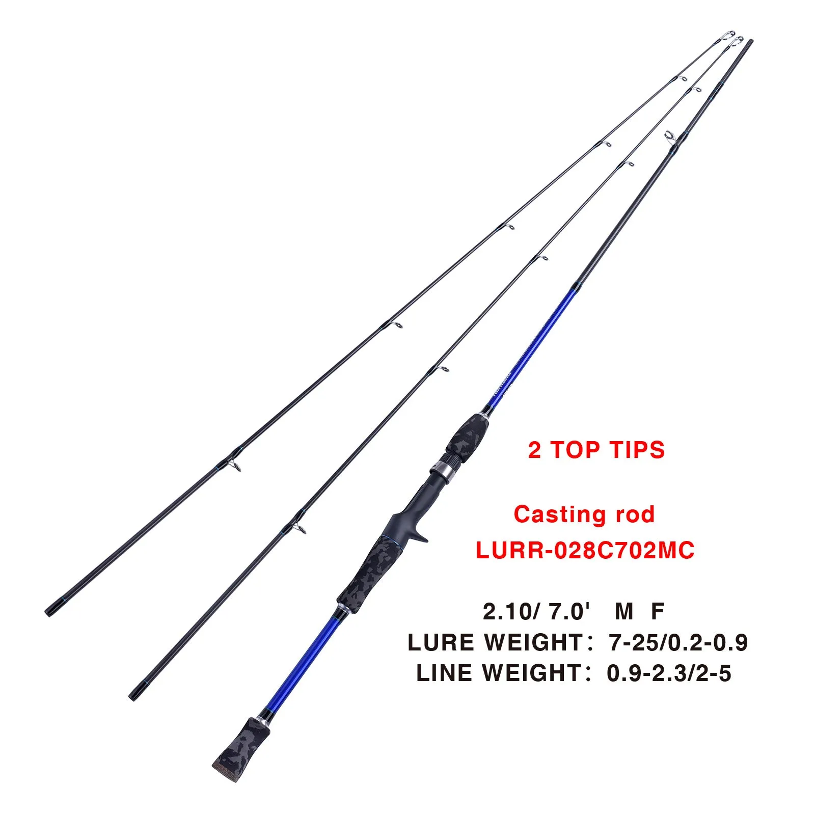 028C Huron 6'/6.6'/7' Carbon Casting Rod Fishing Rod w/ Spare Tip -USA