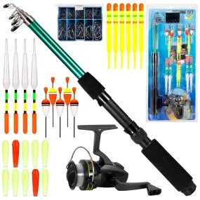 127pcs Fishing Tackle Set Fishing Rod and Reel Combo Telescopic Fishing Rod Pole with Spinning Reel Floats Hooks Accessories