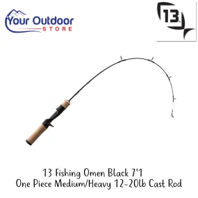 13 Fishing Omen Black 7'1 One Piece Medium/Heavy 12-20lb Cast Rod