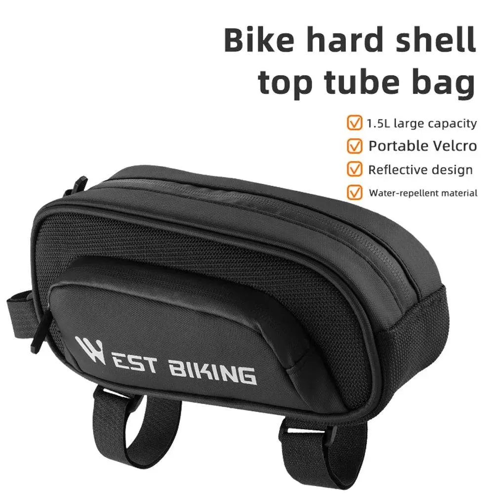 1.5L Bicycle Bag Bike Frame Fronttube Bag Bicycle Front Frame Bag Waterproof Smooth Zipper Cycling Bag Road Bike Accessories