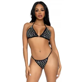 2 Pc Domino Bikini Set - Black - Large