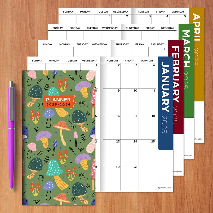 2025-2026 Mushroom Patch Small Monthly Pocket Planner