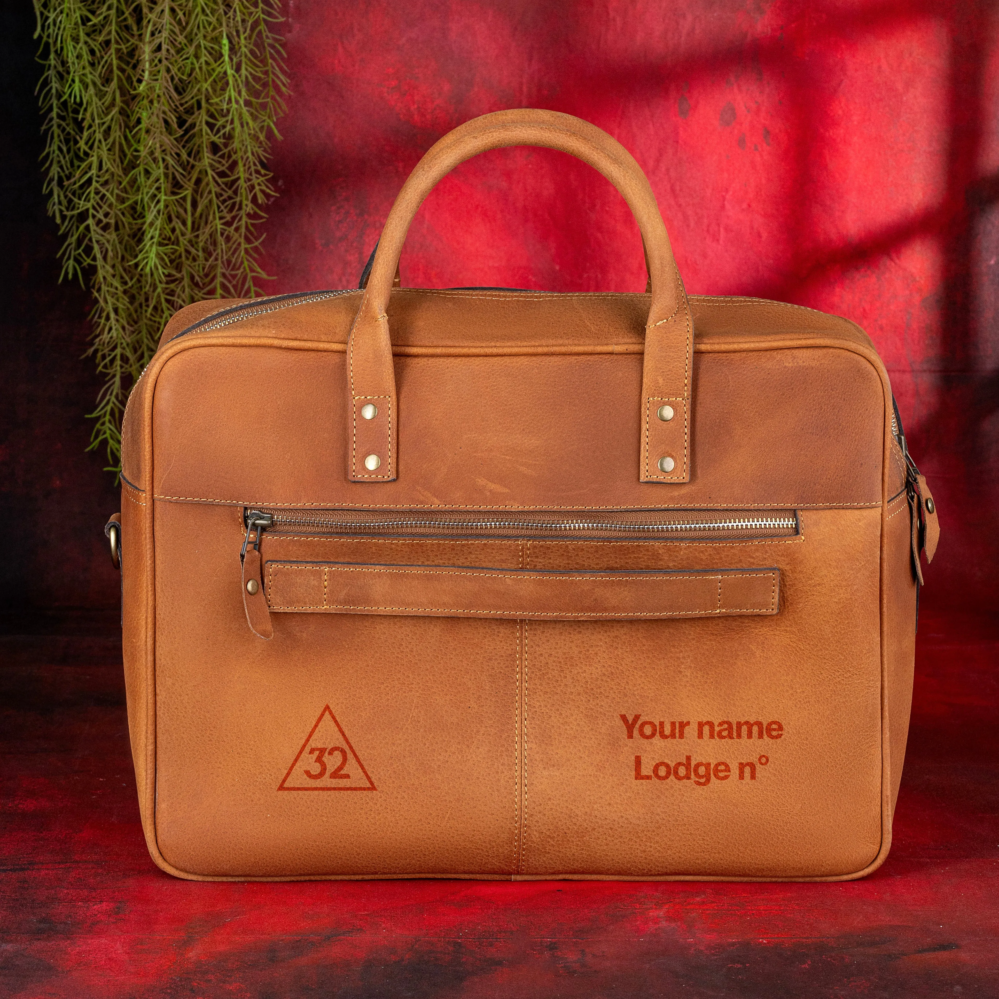 32nd Degree Scottish Rite Briefcase - Brown Leather Crazy Horse finish