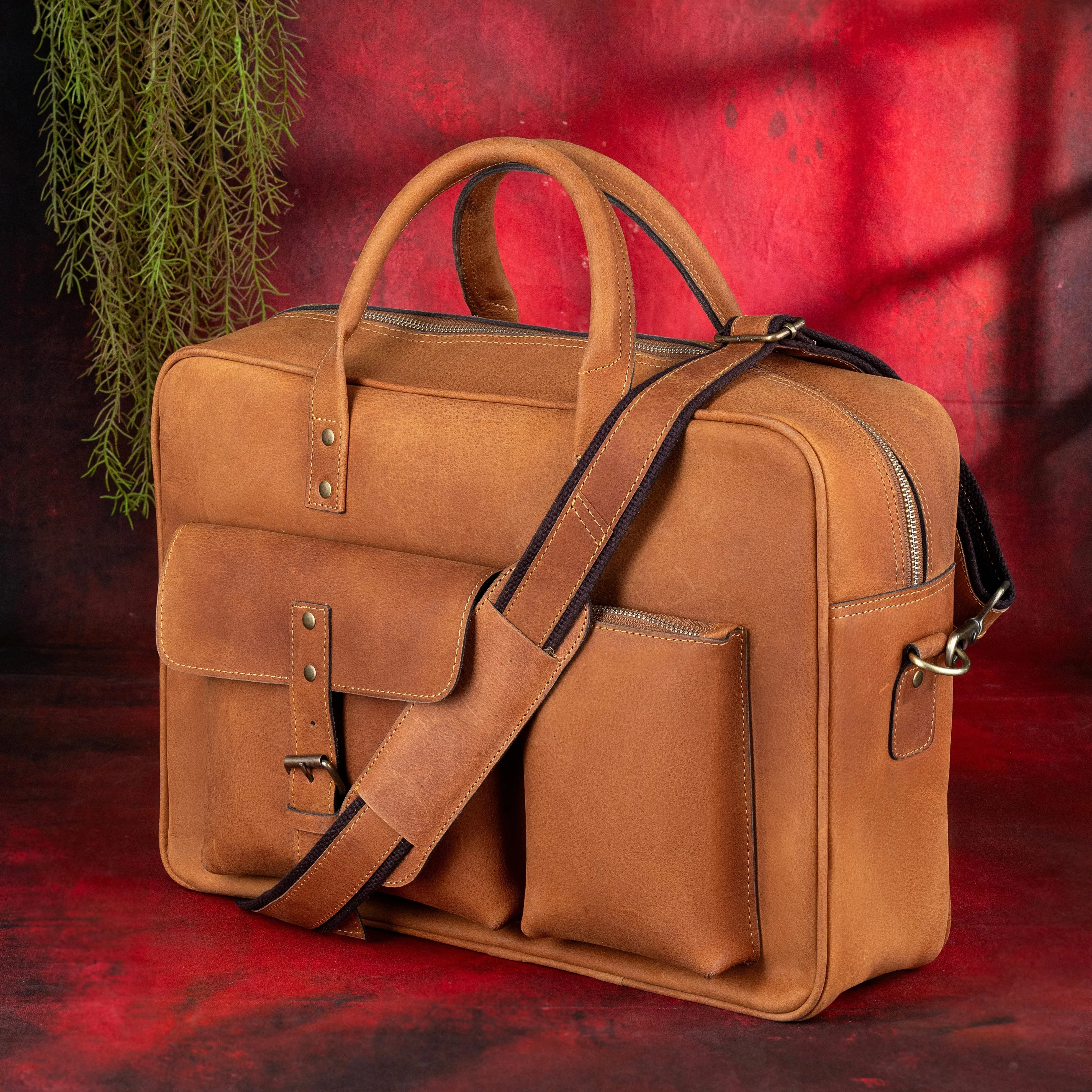 32nd Degree Scottish Rite Briefcase - Brown Leather Crazy Horse finish