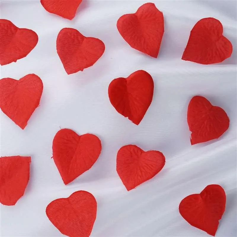 500 PCS Red Silk Heart Rose Petals Wedding Flower Decoration Vase Home Bridal Décor