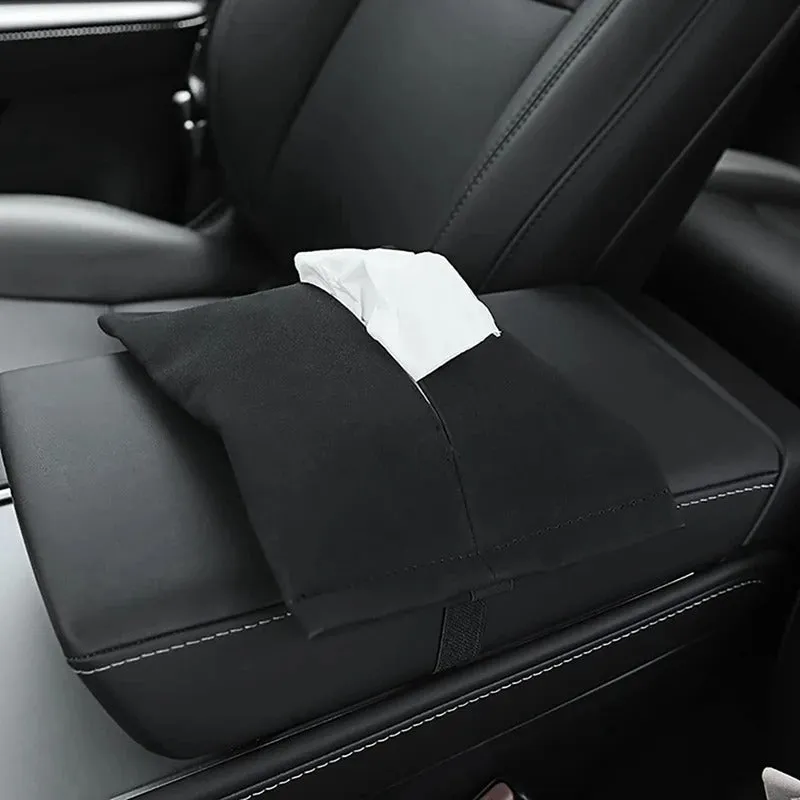 Alcantara Hidden Tissue Box for Tesla Model 3 & Model Y