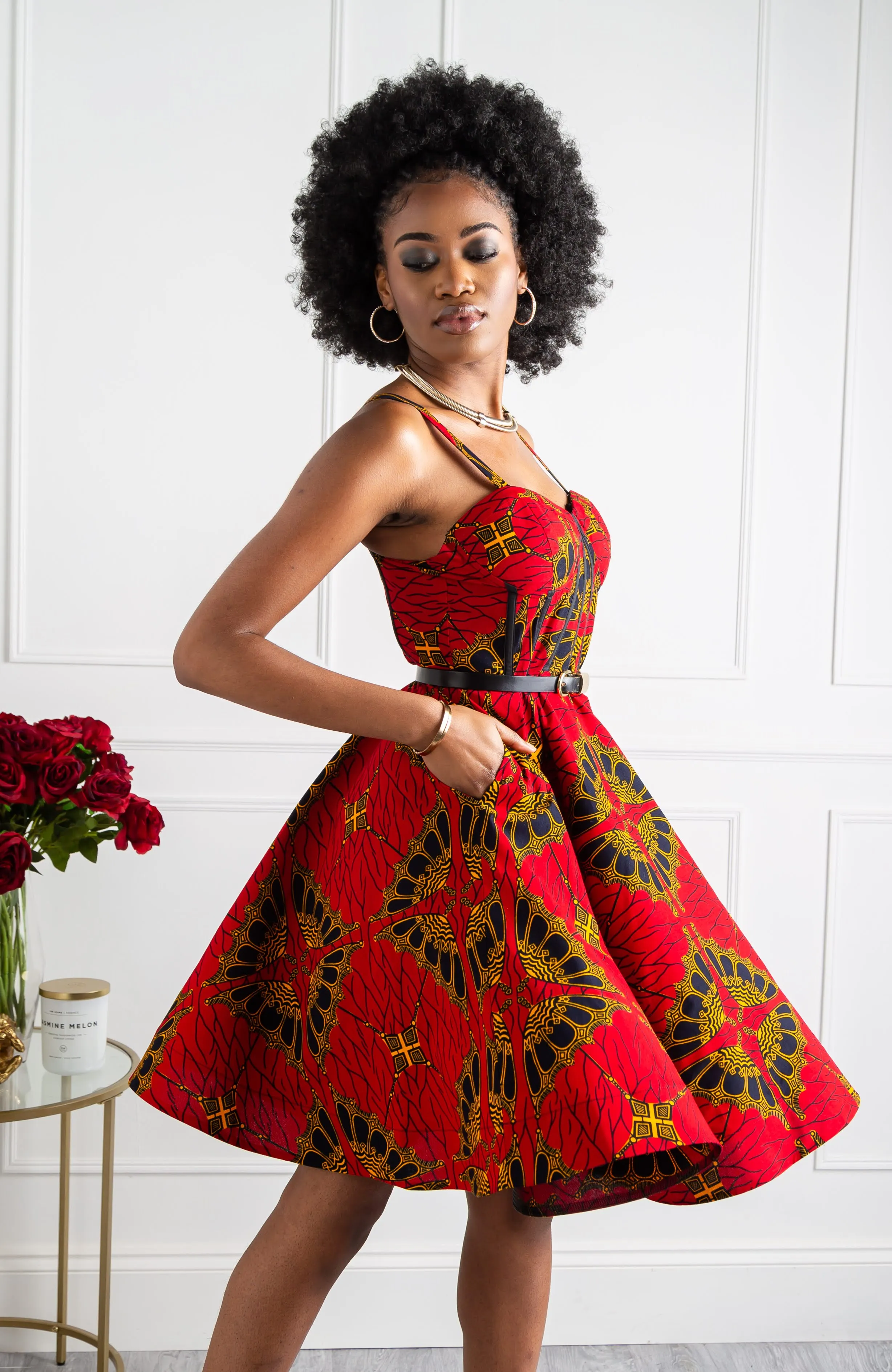 Ankara Corset Fit & Flare Midi Dress - CORDELIA