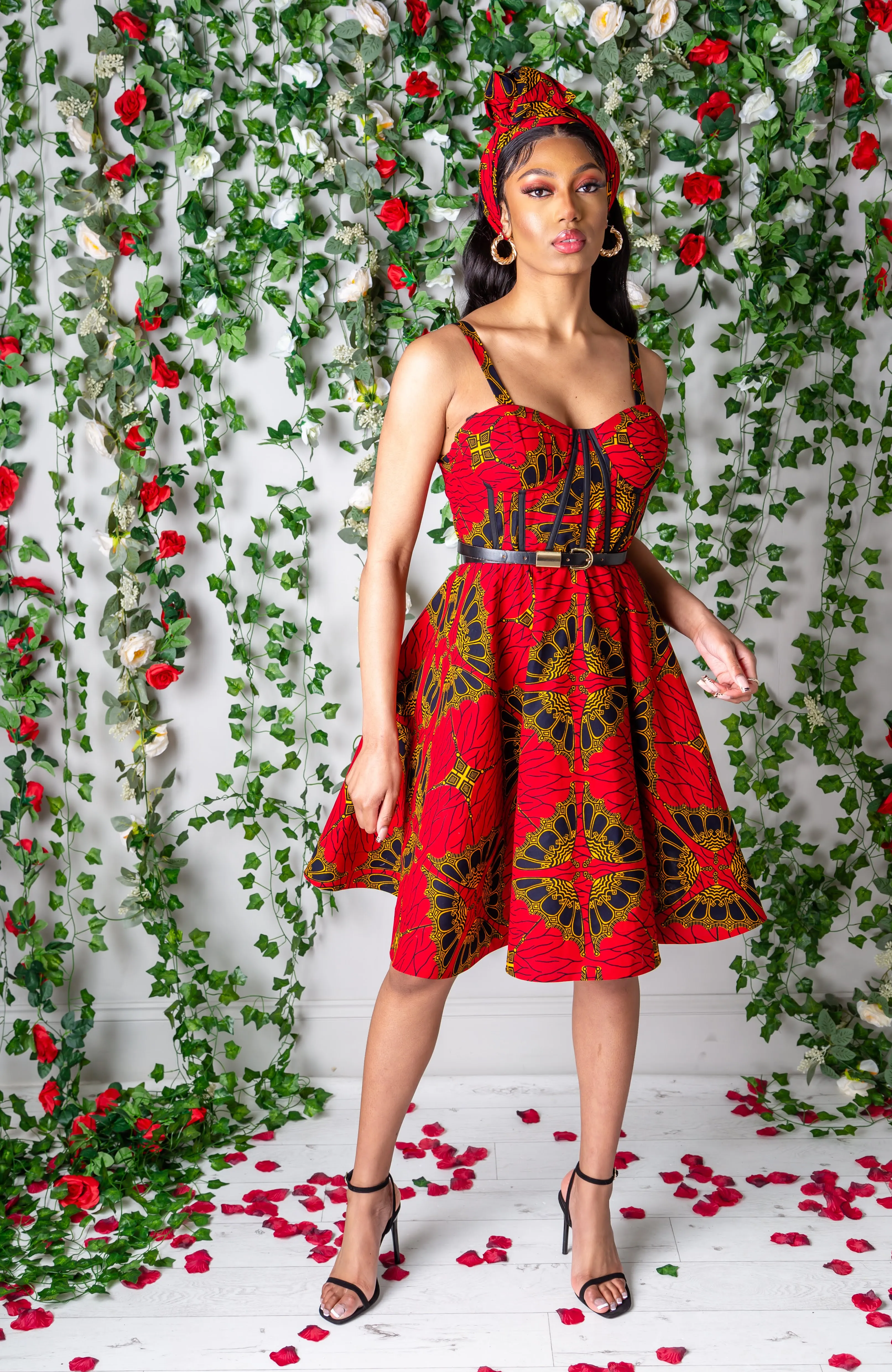 Ankara Corset Fit & Flare Midi Dress - CORDELIA