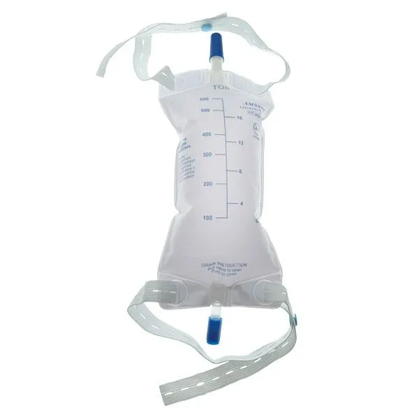 Anti-Reflux Leg Bag with Push-Pull Valve and Straps, Medium 600 mL