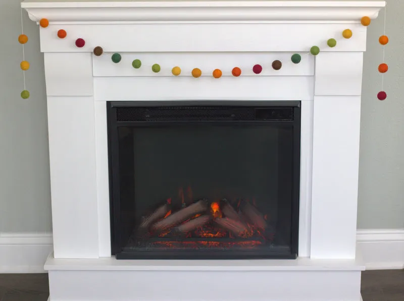 Autumn Felt Ball Garland- Ombre- Brown, Orange, Green