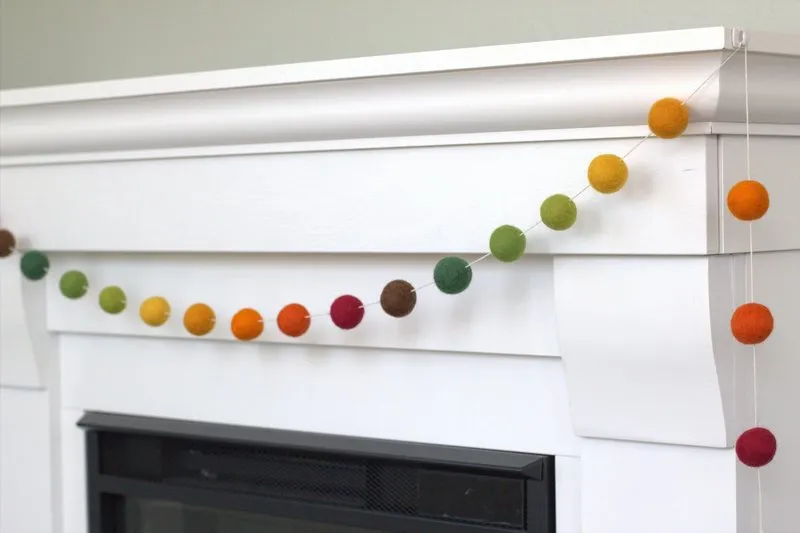 Autumn Felt Ball Garland- Ombre- Brown, Orange, Green