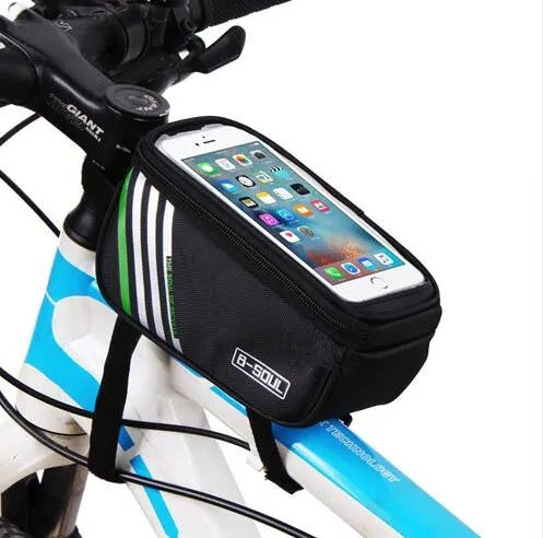 B-SOUL CYCLING BIKE BICYCLE FRAME IPHONE HOLDER PANNIER TOP TUBE BAG MOBILE PHONE CASE BAG POUCH 4.8 5.7 INCHES