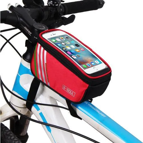 B-SOUL CYCLING BIKE BICYCLE FRAME IPHONE HOLDER PANNIER TOP TUBE BAG MOBILE PHONE CASE BAG POUCH 4.8 5.7 INCHES