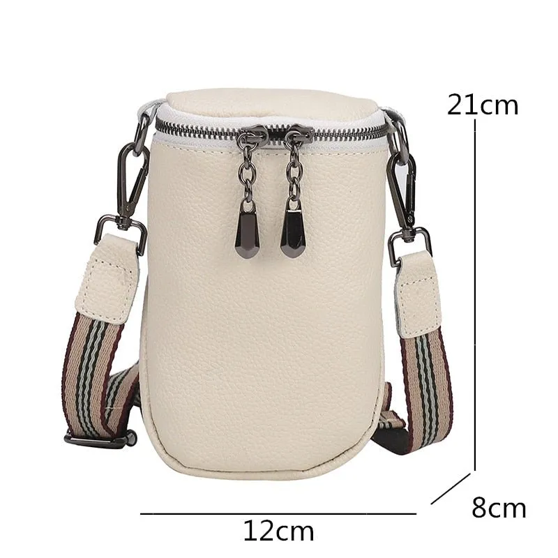 BADIMAN Genuine Leather Mini Barrel Crossbody Shoulder Bag