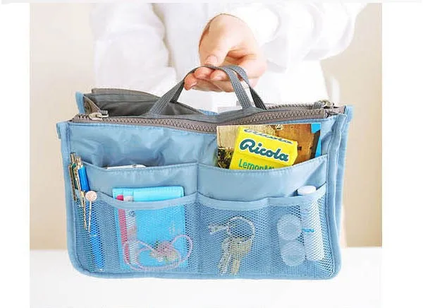 Bag In Bag Double Zipper Portable Multifunctional Travel Pockets Handbag Storage Bag Fadish Travel Cosmetic Makeup Wash Bag