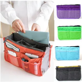 Bag In Bag Double Zipper Portable Multifunctional Travel Pockets Handbag Storage Bag Fadish Travel Cosmetic Makeup Wash Bag