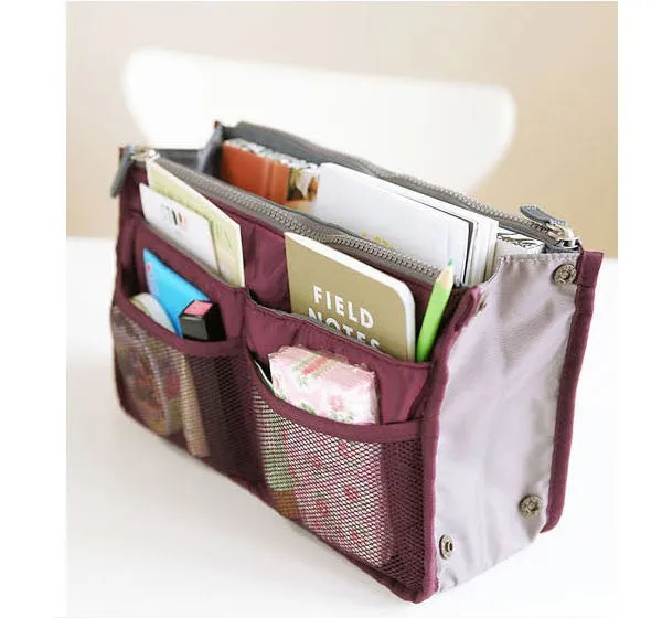 Bag In Bag Double Zipper Portable Multifunctional Travel Pockets Handbag Storage Bag Fadish Travel Cosmetic Makeup Wash Bag