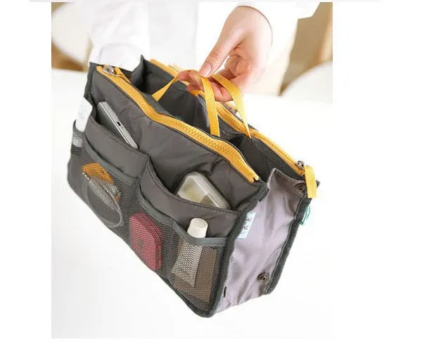 Bag In Bag Double Zipper Portable Multifunctional Travel Pockets Handbag Storage Bag Fadish Travel Cosmetic Makeup Wash Bag