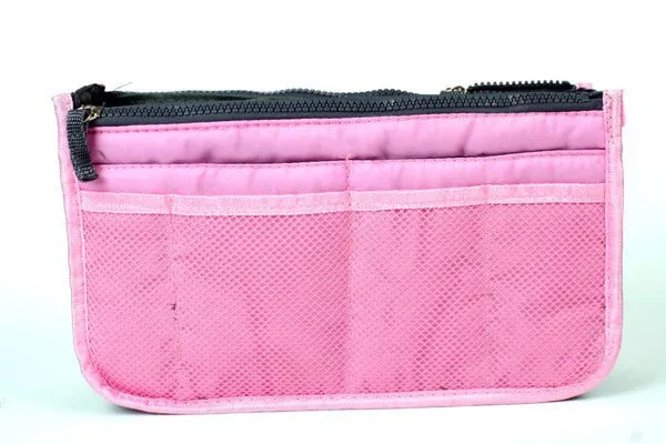 Bag In Bag Double Zipper Portable Multifunctional Travel Pockets Handbag Storage Bag Fadish Travel Cosmetic Makeup Wash Bag