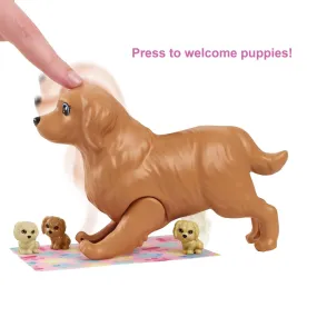 Barbie Doll and Newborn Pups Playset with Dog