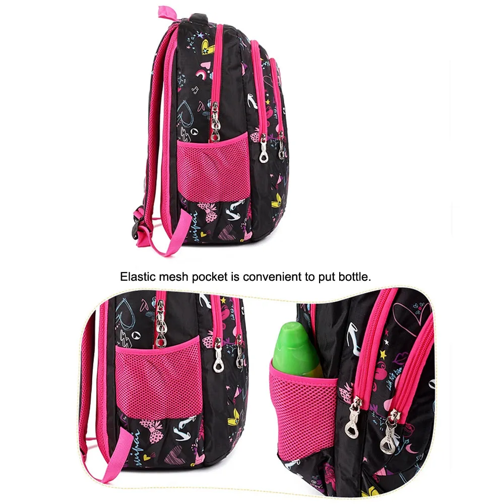 Bebamour School Bag Backpack for Girls Butterfly and Sweetheart Pattern Kids Backpack