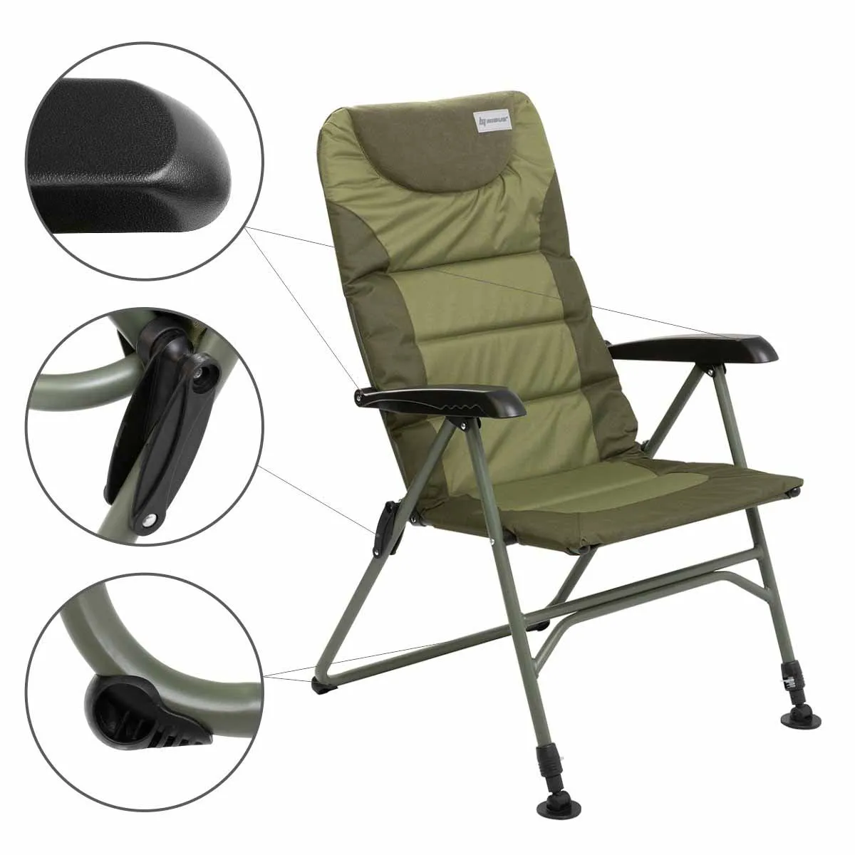 Big Camouflage Steel Carp Fishing Armchair