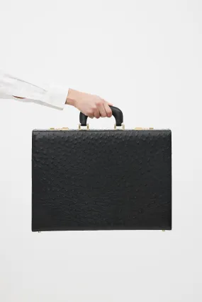 Black Textured Leather Briefcase