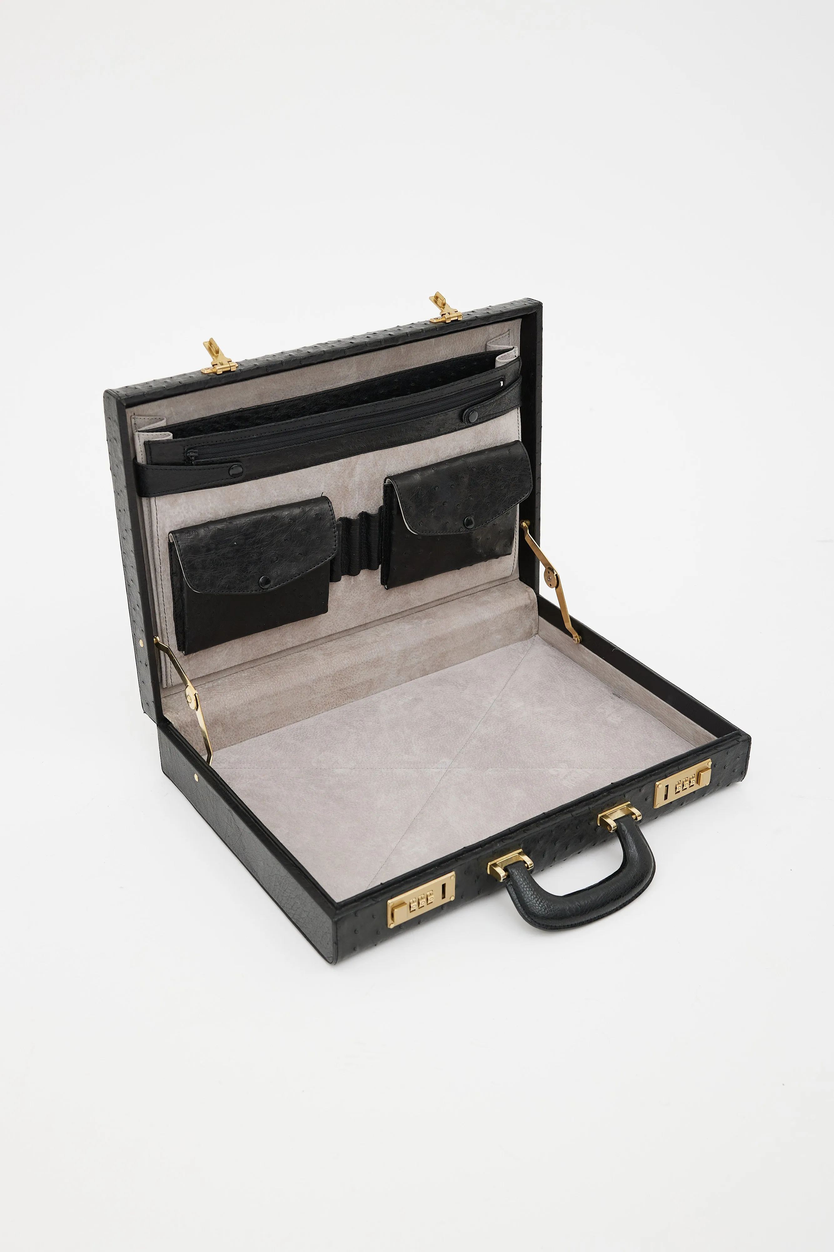 Black Textured Leather Briefcase