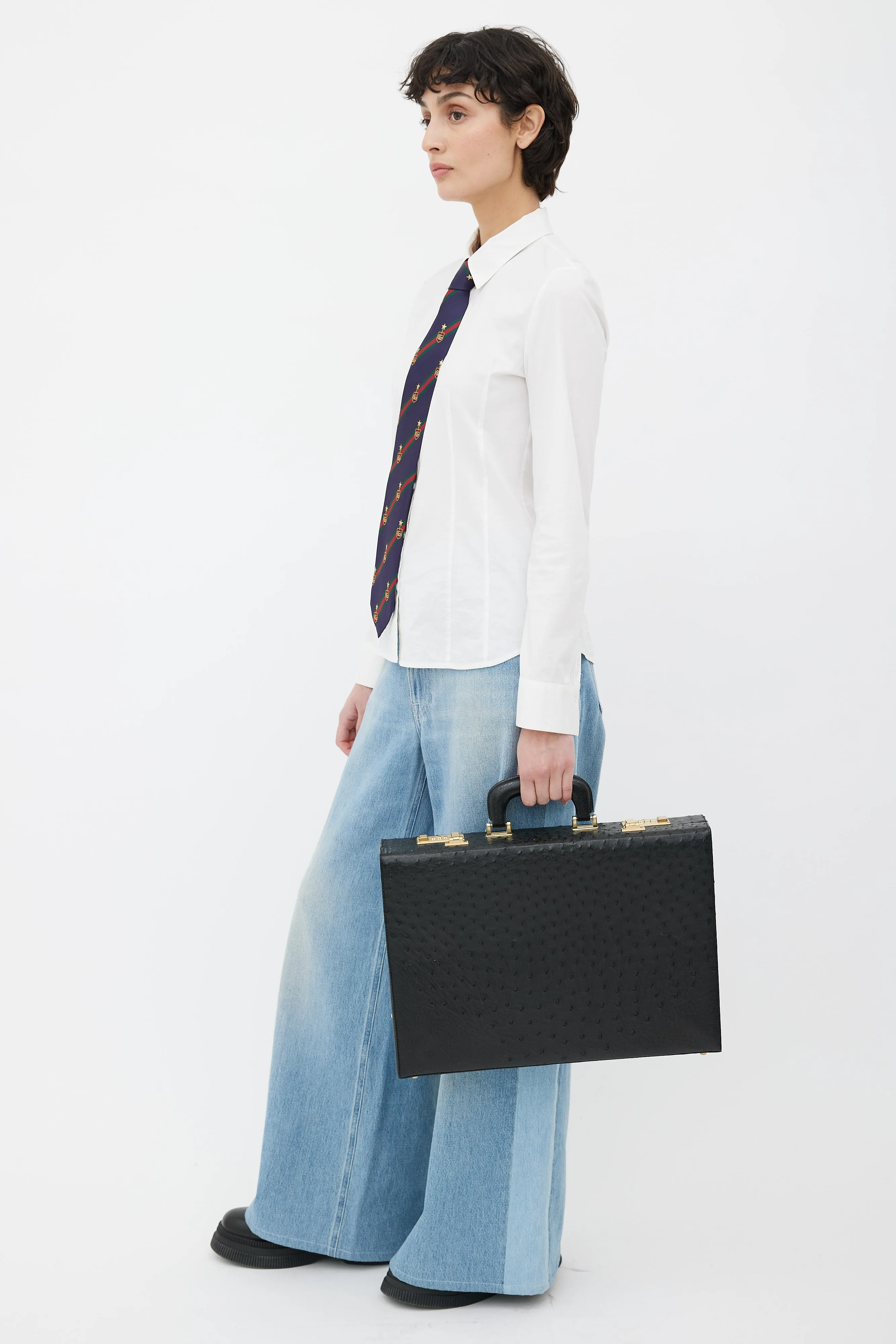 Black Textured Leather Briefcase