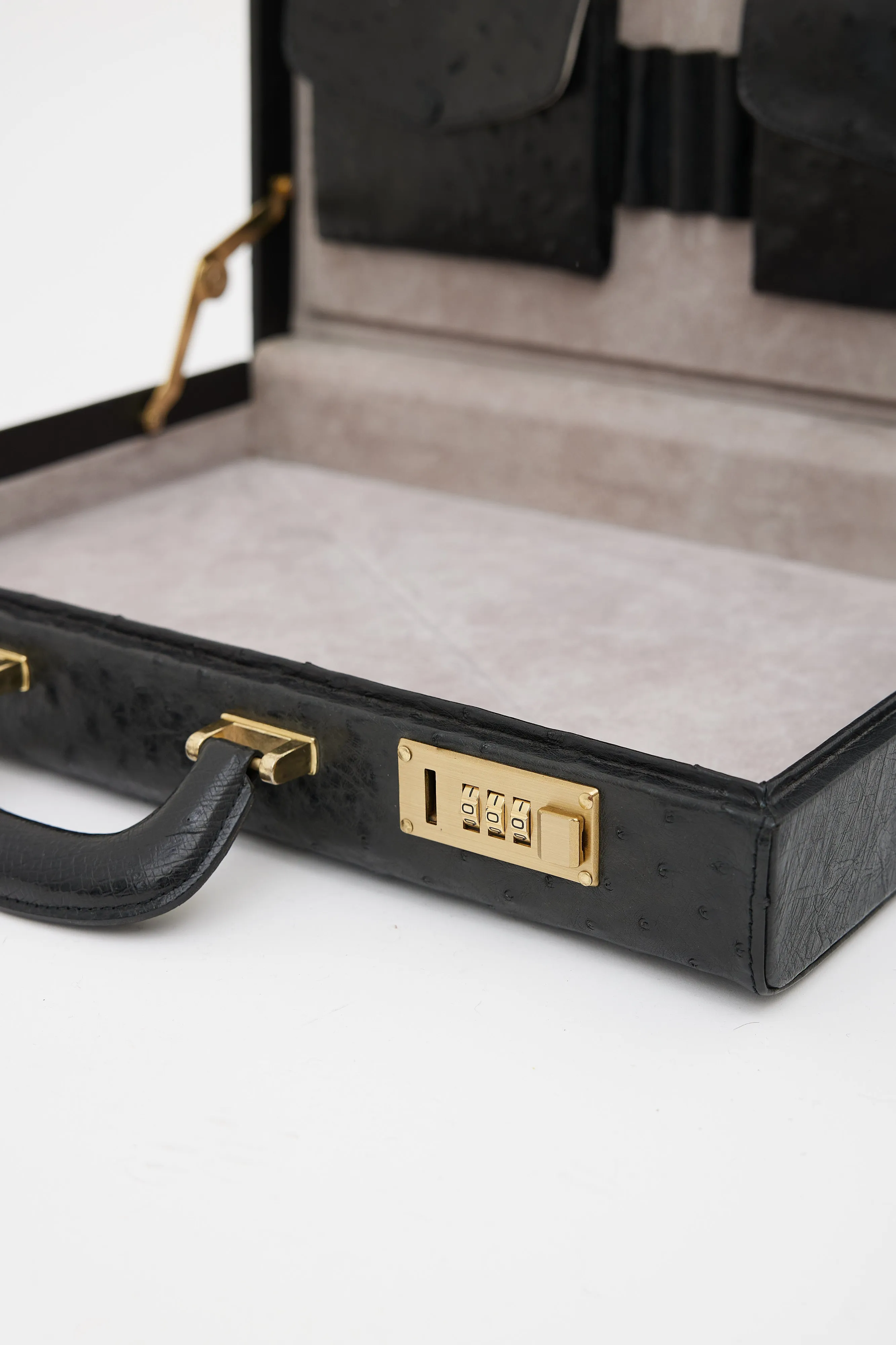 Black Textured Leather Briefcase