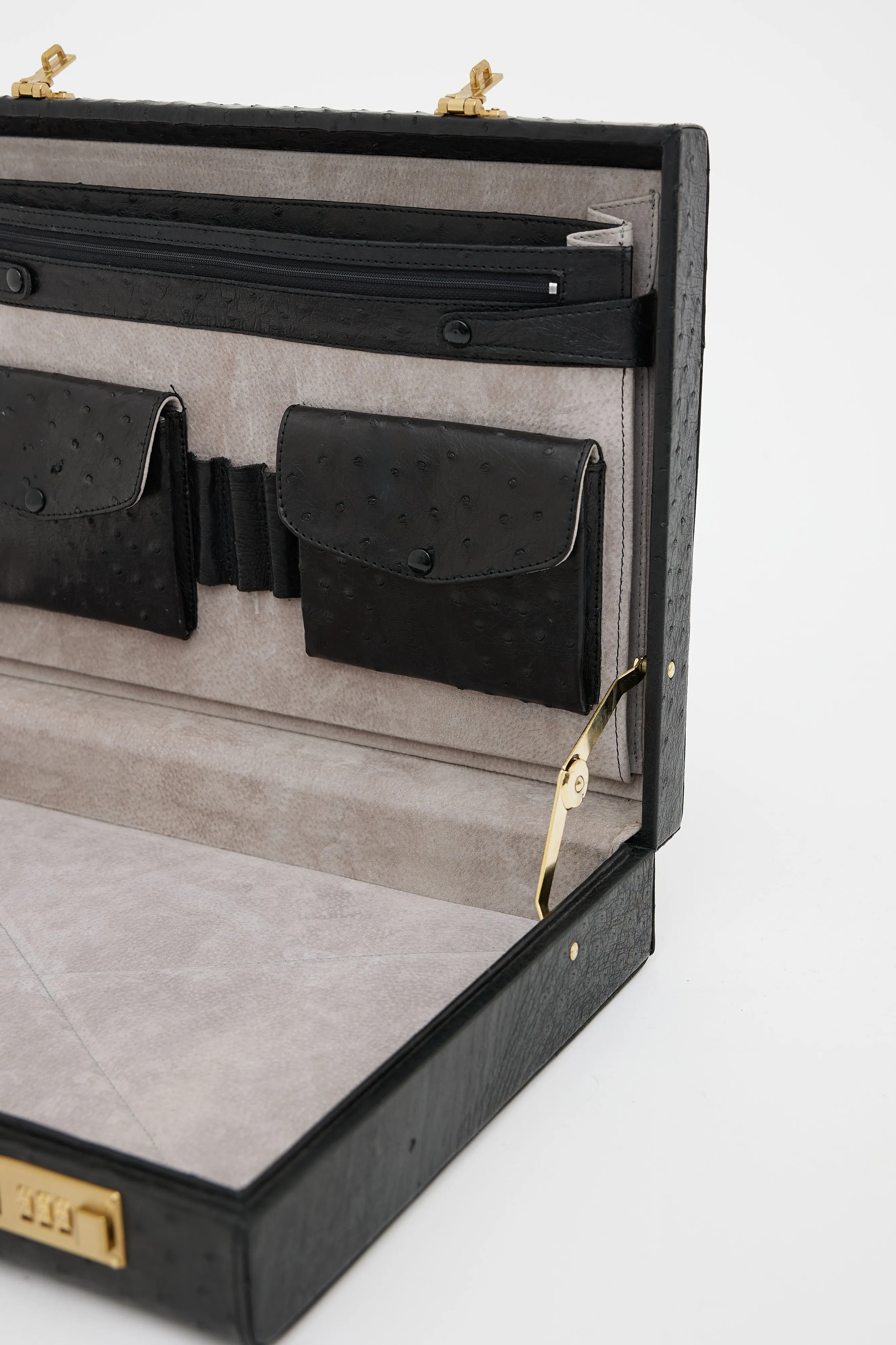 Black Textured Leather Briefcase