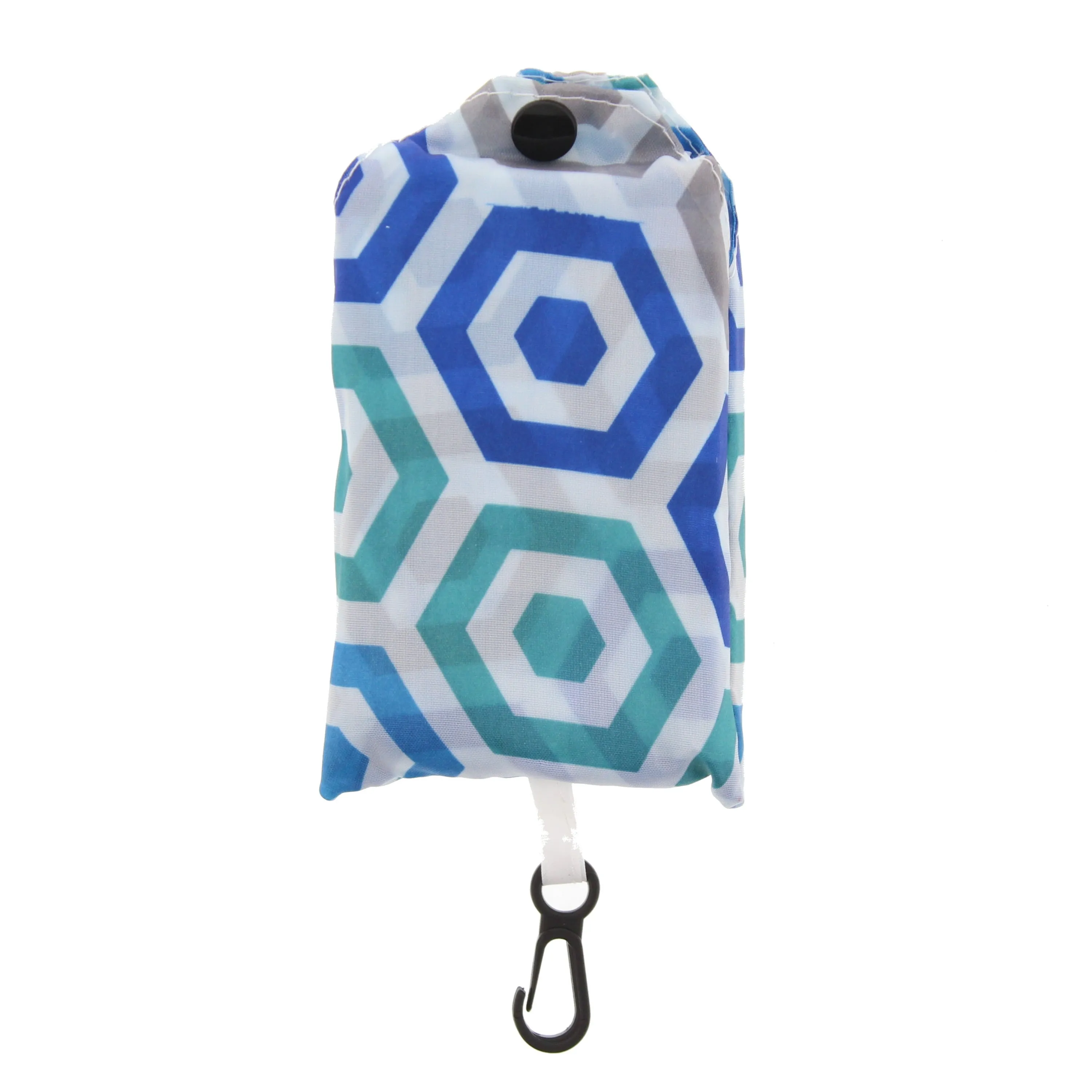 Blue Hexagon Patterned Shopping Bag in Pcoket Pouch