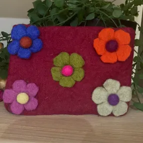 Boho Handmade Felt Purse  Coin Purse Make-up Bag