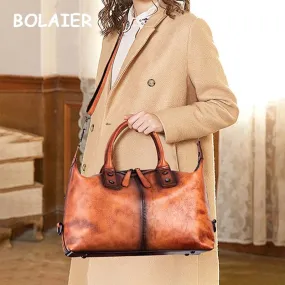 BOLAIER Leather Large Capacity Handbag Shoulder Bag