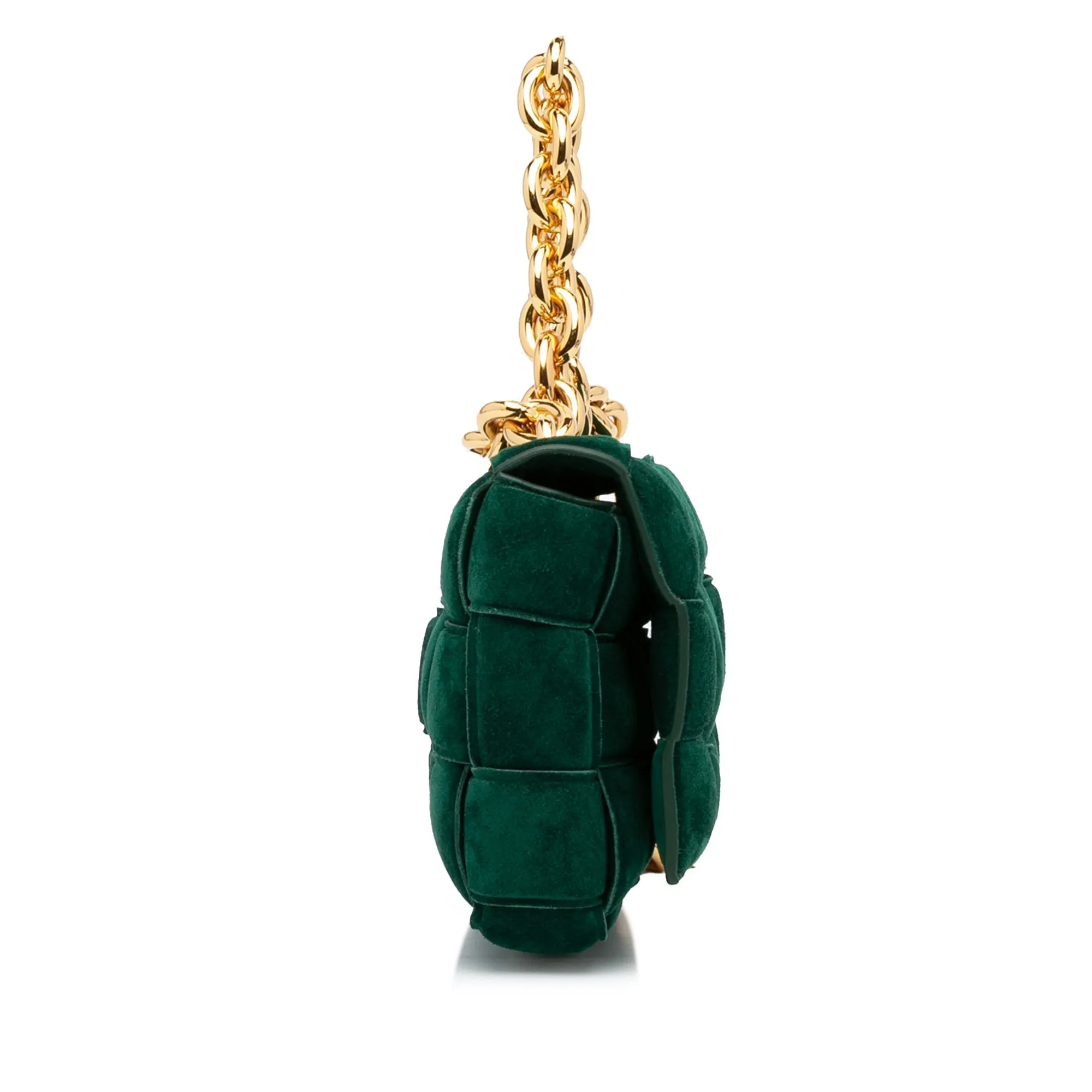 Bottega Veneta Padded Chain Cassette Green Suede