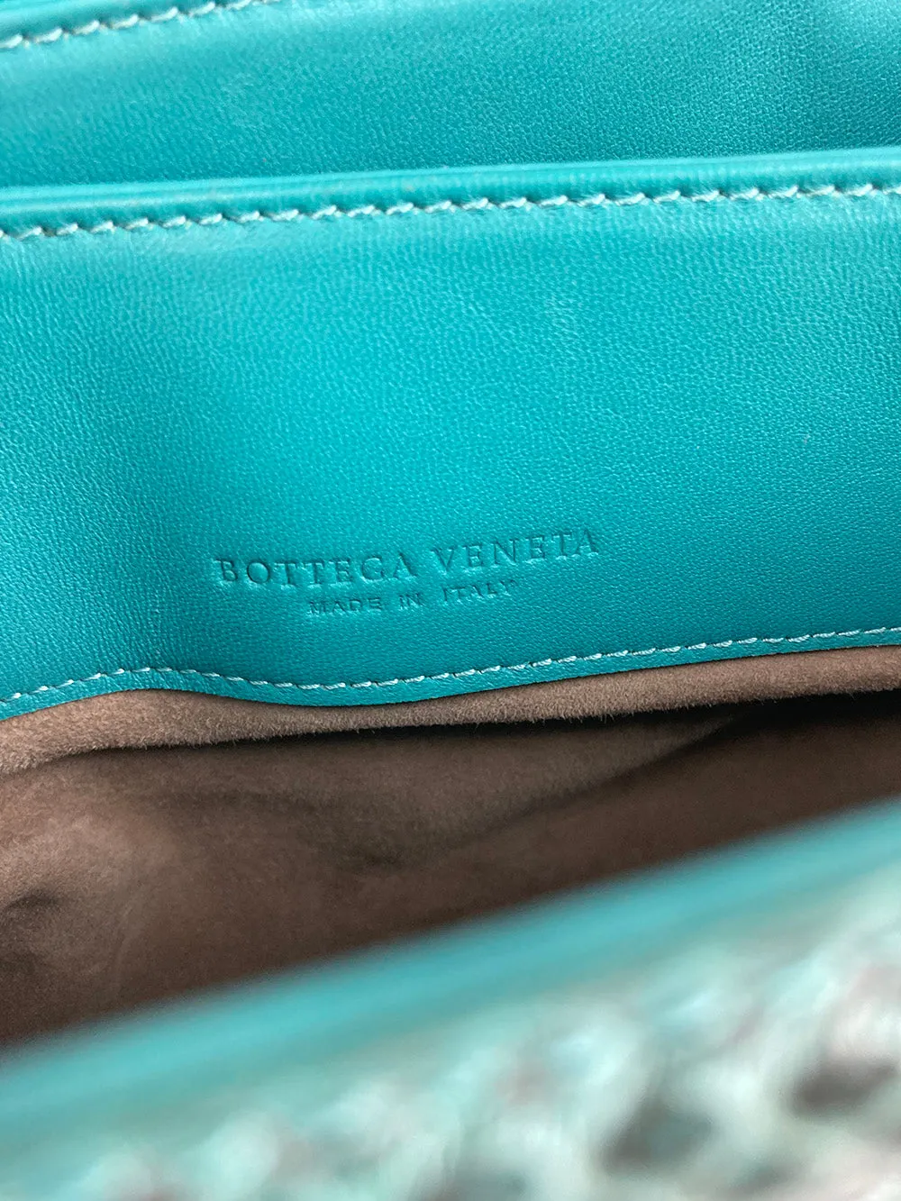 Bottega Veneta Teal Nappa Ayers Small Roma Bag