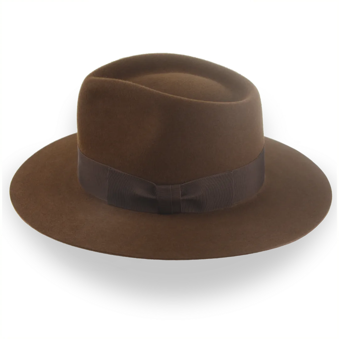 Brown Flat Brim Rancher Fedora in Durable Fur Felt | The Discoverer