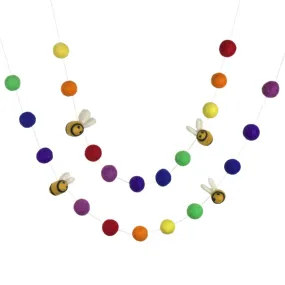 Bumble Bee Felt Garland- Rainbow