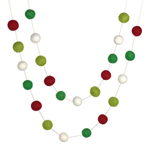 Christmas Felt Ball Garland- Red, Kelly, Lime, White