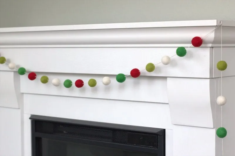 Christmas Felt Ball Garland- Red, Kelly, Lime, White