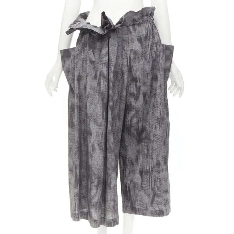 COMME DES GARCONS Tricot 1980s Vintage grey oversized tie waist asymmetric pants