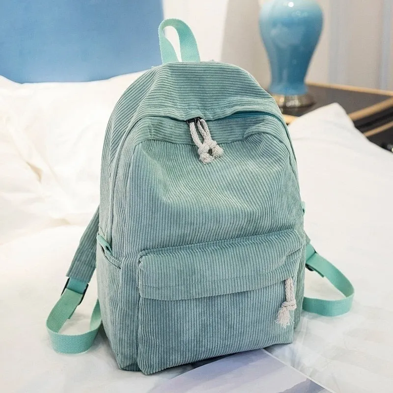 Corduroy Backpack School Backpack for Teenage