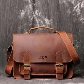 Crazy Horse Leather Vintage Postman Bag With Leather Documentation Bag Head Leather Cross Body Bag For Men