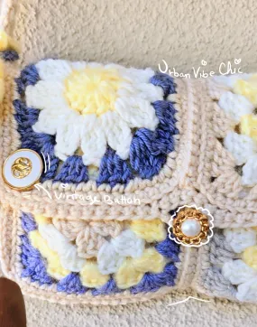 Crochet Tote Bag, Crochet Shoulder Bag - Seaside