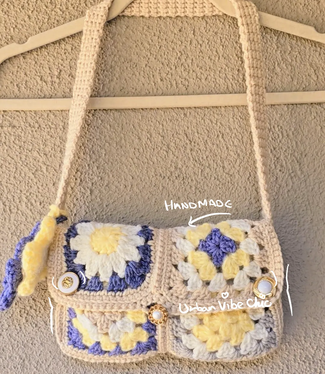 Crochet Tote Bag, Crochet Shoulder Bag - Seaside