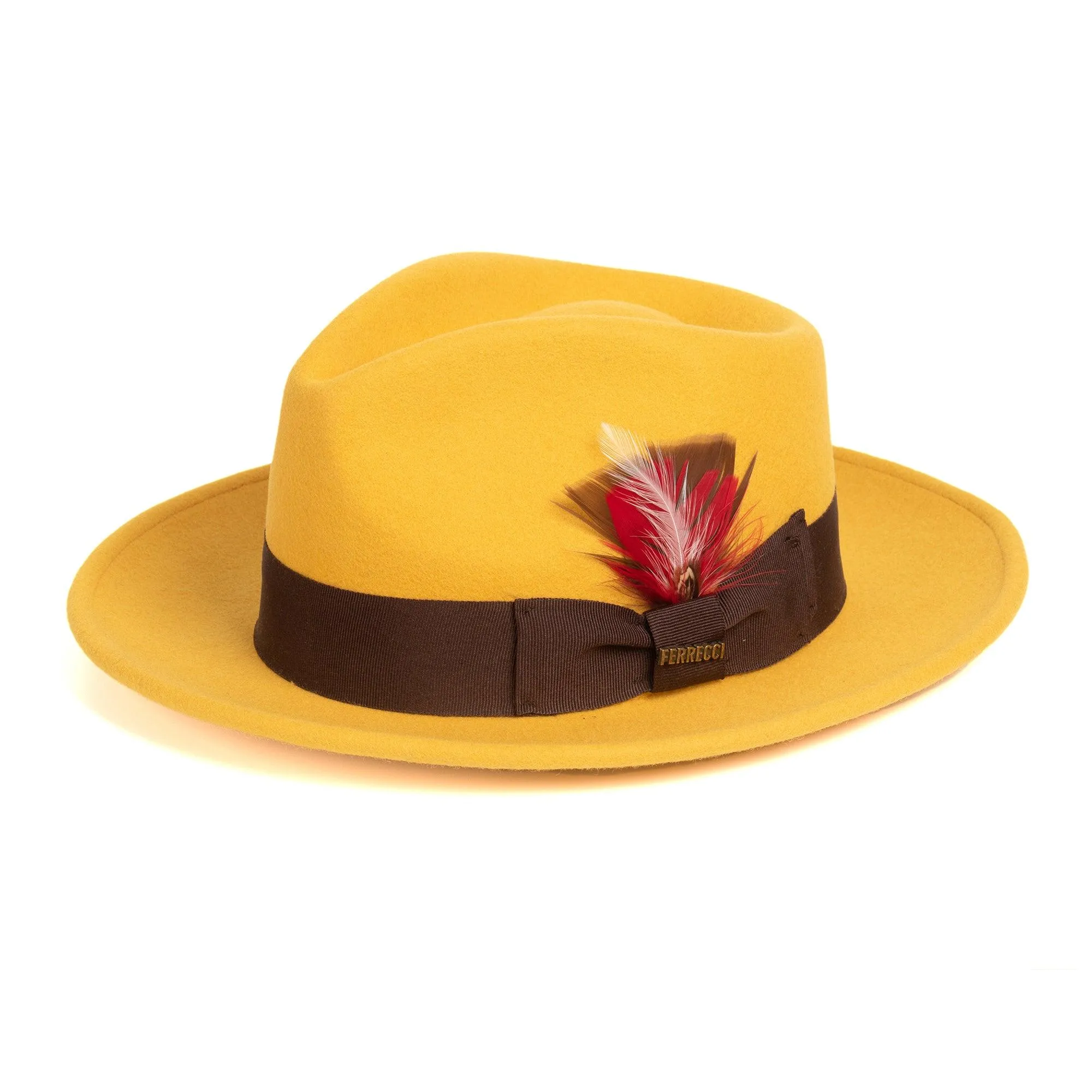 Crushable Mustard 100% Australian Wool Fedora Hat