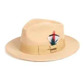 Crushable Tan 100% Australian Wool Fedora Hat