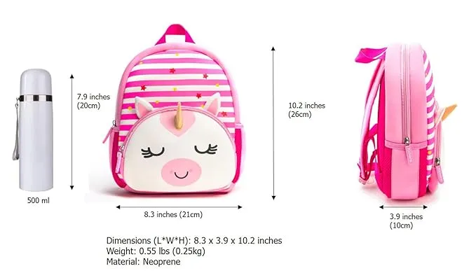 Cute Baby Unicorn Soft Plush Backpack  with Front Pocket for Kids (Pink)