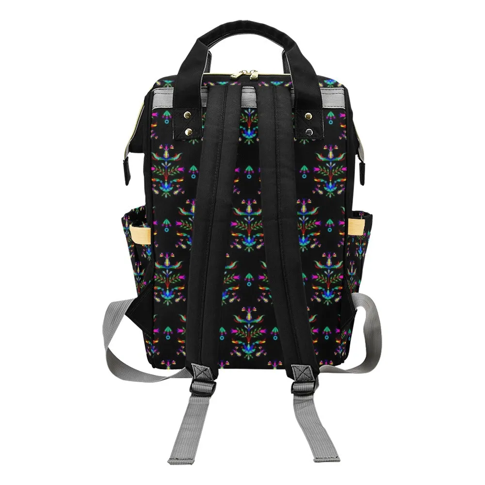 Dakota Damask Black Multi-Function Diaper Backpack/Diaper Bag